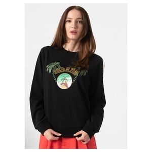 Scotch & Soda Black 'Island' Graphic Crewneck Sweatshirt Embroidered, Size L